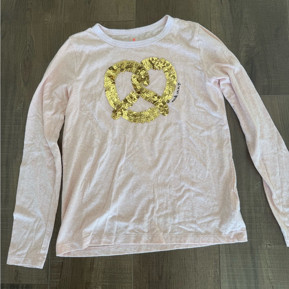Crew cuts Gold Sequin Pretzel Pink Kids Shirt